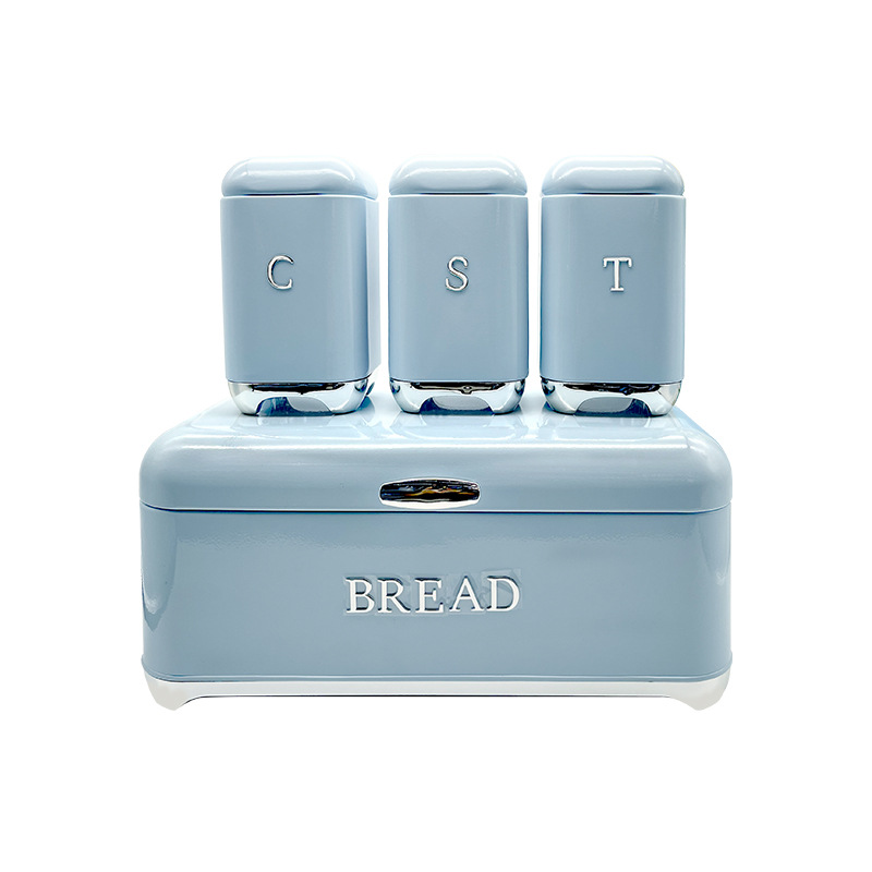 Caja de pan europea y americana transfronteriza Caja de pan retro para el hogar con caja de almacenamiento cuadrada plegable Caja de hierro Tanque de almacenamiento de cocina