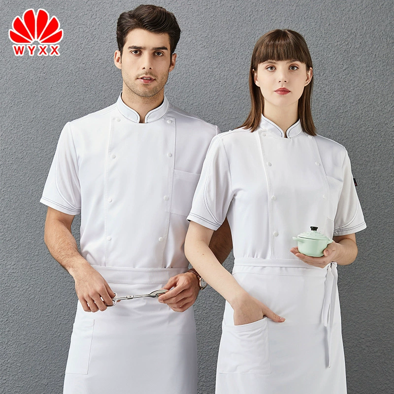 Гостиничное питание Дышащая сетка от шеф-повара Летняя рабочая одежда с коротким рукавом Столовая Западного ресторана Мягкая и удобная одежда шеф-повара с принтом