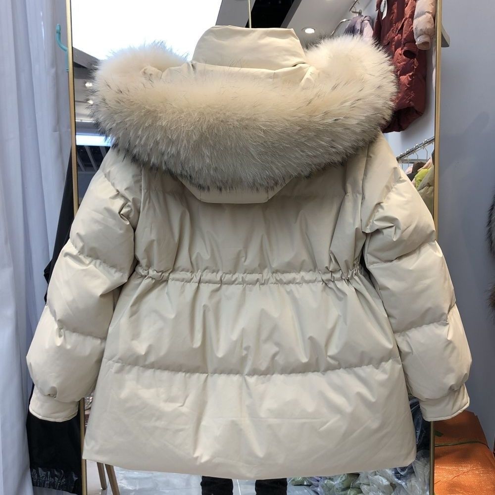 2025冬季新款羽绒服女中长款小个子保暖鸭绒时尚收腰毛领外套氨纶