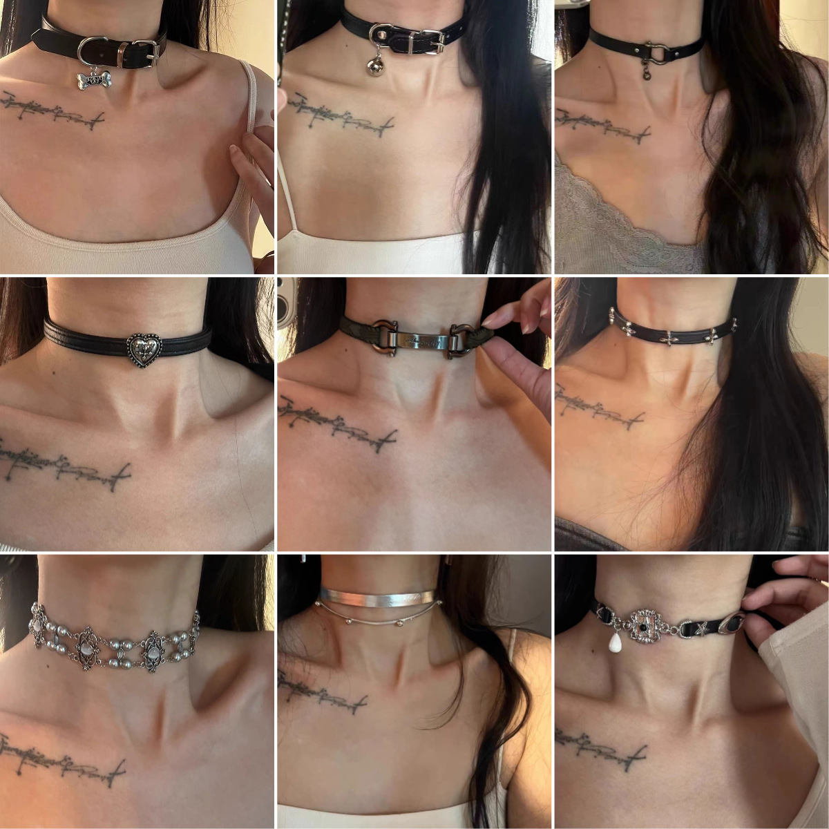 punk heavy industry y2g hot girl metallic leather neckband necklace niche design choker clavicle chain accessories