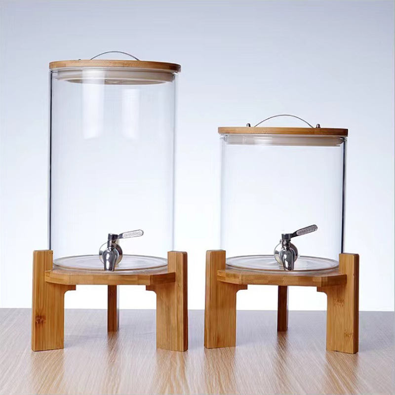 Barril de cerveza de alta borosilicona con grifo, barril de cerveza comercial, botella de vidrio de licor grande