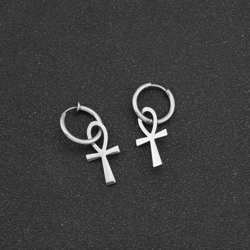 1 Piece Casual Simple Style Cross Polishing Stainless Steel Drop Earrings display picture 5