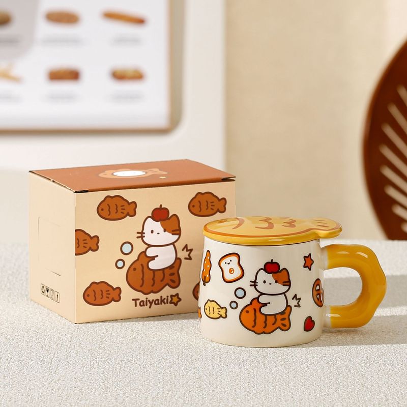 可爱鲷鱼烧小猫咪陶瓷杯子家用卡通马克杯创意伴手礼水杯女生生日|undefined