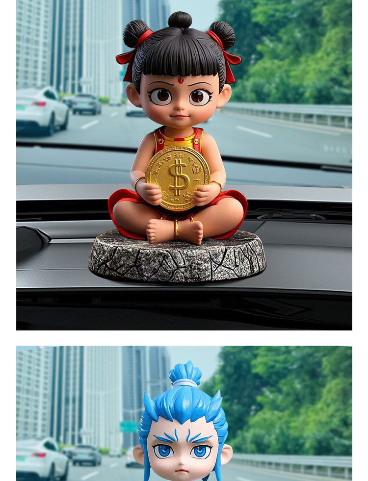 New Nezha Figurine: the Demon Child Car Decoration Nezha Model Figure Gift for Dashboard
