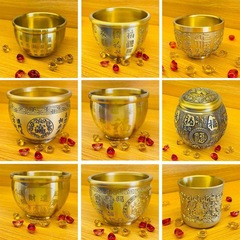 Brass Baifu Cylinder Brass Rice Cylinder Treasure Bowl Rice Cylinder Lucky Cylinder Desktop Small Copper Ornaments Ashtray Copper Cylinder Wholesale