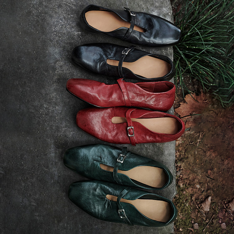 Washable Horsehide Mary Jane Shoes for Women, Shallow Mouth Single Shoes, Genuine Leather Inside and Out, Round Toe, Comfortable Flat Shoes, Single Buckle Shoes for Women Washable Horsehide Mary Jane Shoes for Women, Shallow Mouth Single Shoes, Genuine Leather Inside and Out, Round Toe, Comfortable Flat Shoes, Single Buckle Shoes for Women