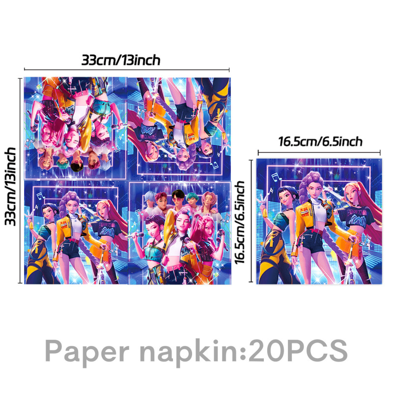 K-POP蓝色猎魔女团主题餐具纸盘纸杯桌布拉旗生日派对布置用品|undefined