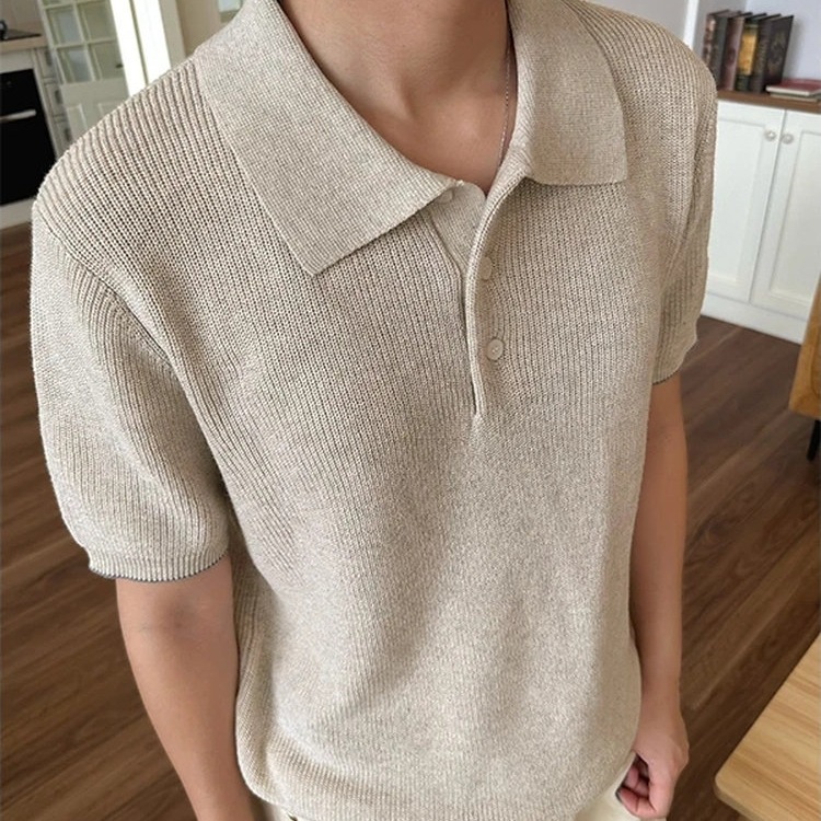 Luxuriöses Herren-Sommer-Strickoberteil aus Baumwolle und Leinen mit Blumenmuster, lockerer Passform, atmungsaktiv, kurzärmelig, für Damen und Herren_voghion.com