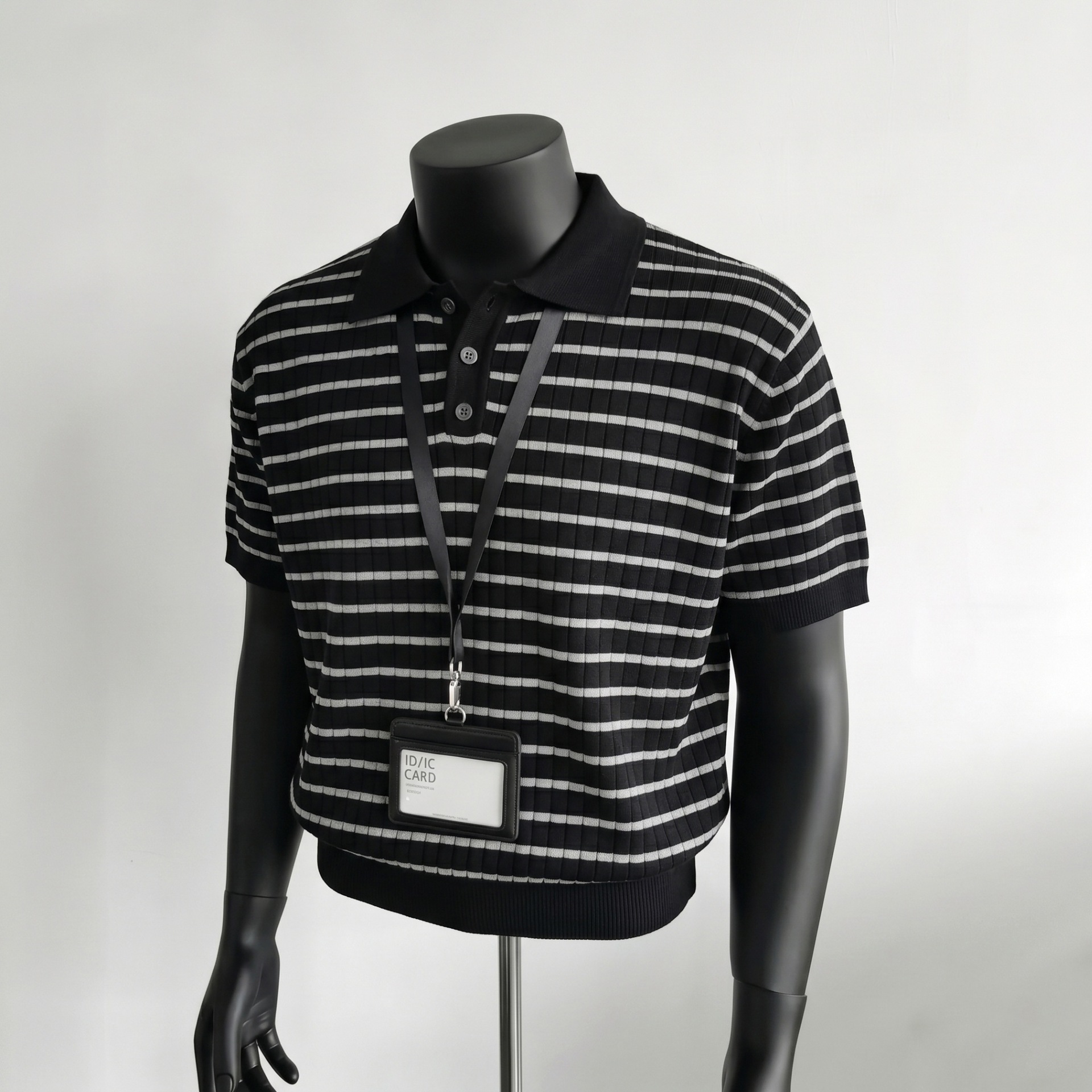 Camisas de polo camisetas de punto de manga corta camisetas a rayas de hombre texturas de alto nivel viejos ganancias de hielo seda verano fábrica transfronteriza al por mayor