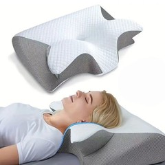 卷装牛角记忆睡眠枕头 家用护颈椎零压力慢回弹牛角形记忆棉枕