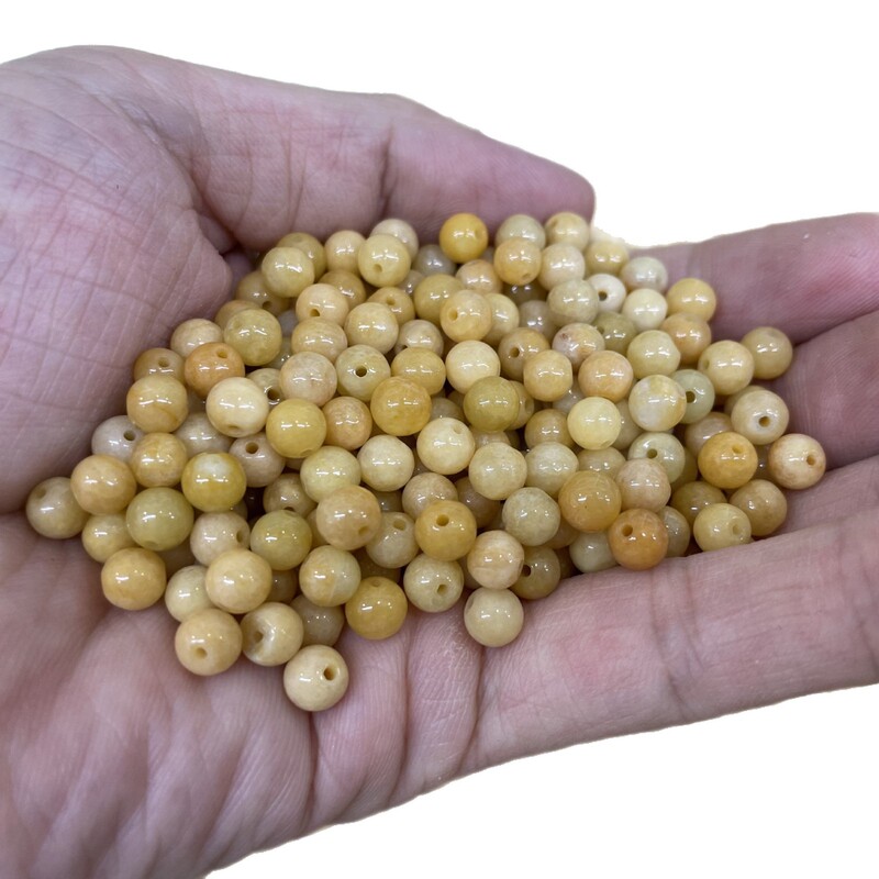 黄翡圆珠隔珠约6mm翡翠散珠子diy手工编绳手串项链饰品配件材料包|undefined