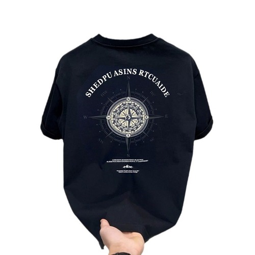 Heavyweight pure cotton short sleeve T-shirt casual trend men and women's summer Insta-style white match round neck top trendy versatile men half sleeve