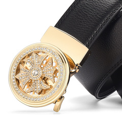 時來運轉皮帶男士自動扣青中年轉運褲帶韓版潮時尚新款牛仔褲腰帶