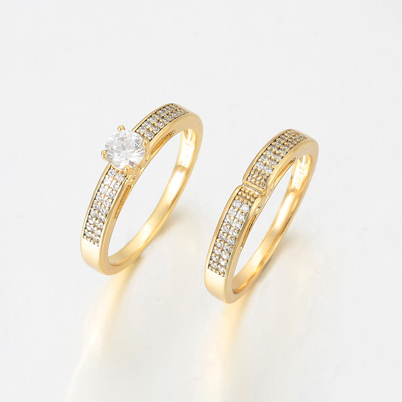 Xuping estilo simple personalidad pareja anillo de copre chapado 14k color lujoso ligero anillo de boda temperamento al por mayor