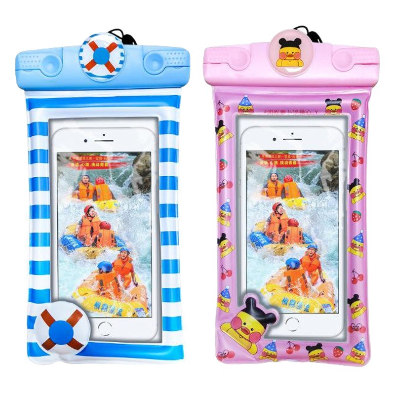 PVC de dibujos animados teléfono móvil bolsa impermeable bolsa de aire flotante bolsa impermeable teléfono móvil bolsa pantalla táctil natación Cámara subacuática bolsa de teléfono móvil