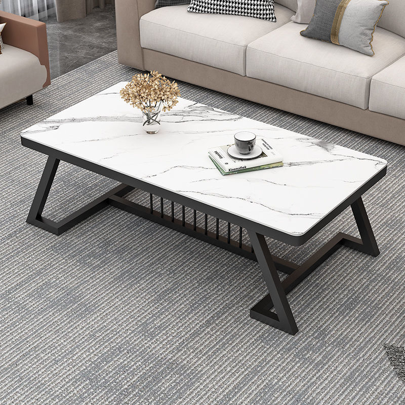 Nuevo tipo de mesa de té de tabla de roca pequeña casa de alquiler de sala de estar familiar simple moderna red balcón combinación de mesa de té lujosa ligera