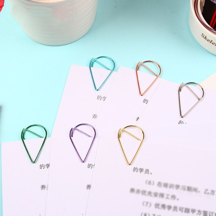 Clips de papel creativos con forma de gota de agua, clips de papel bonitos, material de estudio y de oficina, papelería, marcapáginas con formas especiales, disponibles en varios colores.