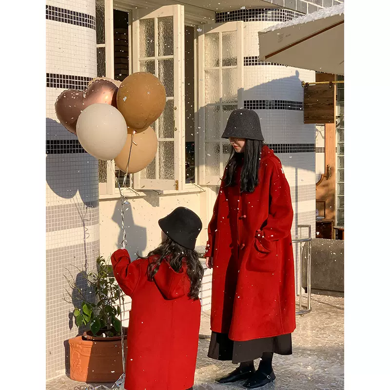 奶酪与喵 女童秋冬外套2022新款洋气时髦加厚母女亲子装羊绒大衣