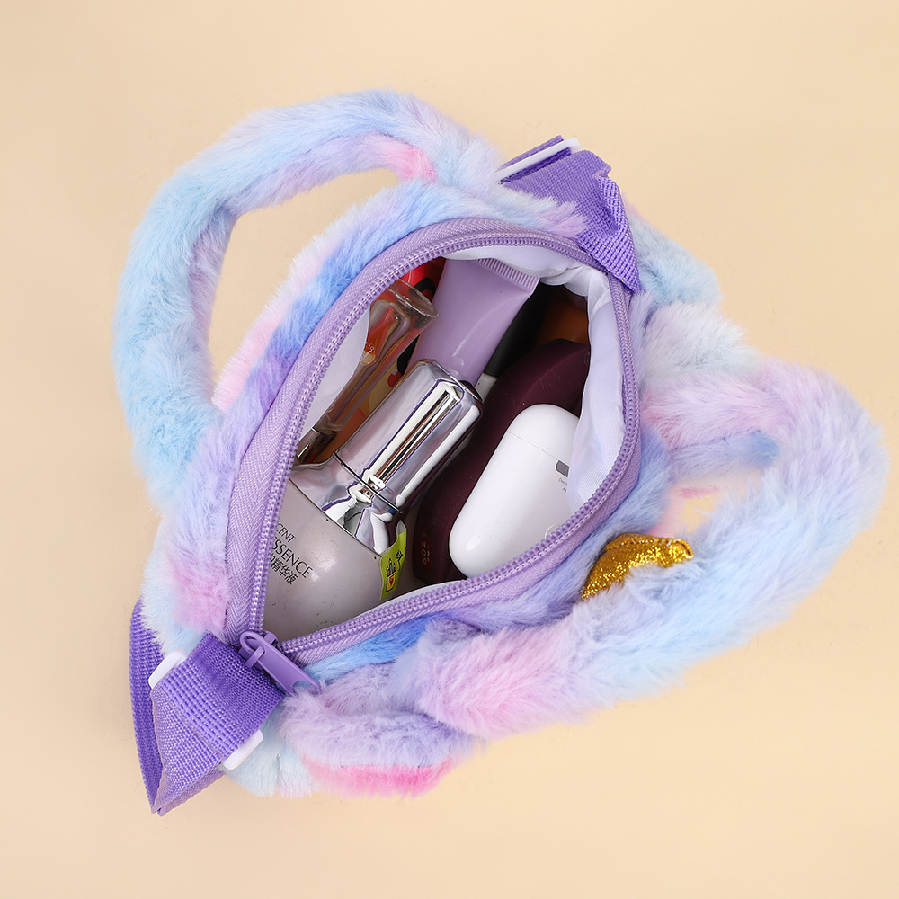 Caricatura infantil lindos unicornios bolsos de hombro de peluche para niños y niñas bolsos lindos bolsos de cambio