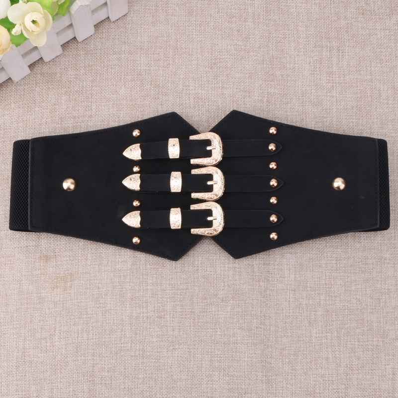New Belt Fashion Waist Cover Women's Dress Shirt Decoration Women's Versatile Wide Belt Elastic Waist Black_voghion.com