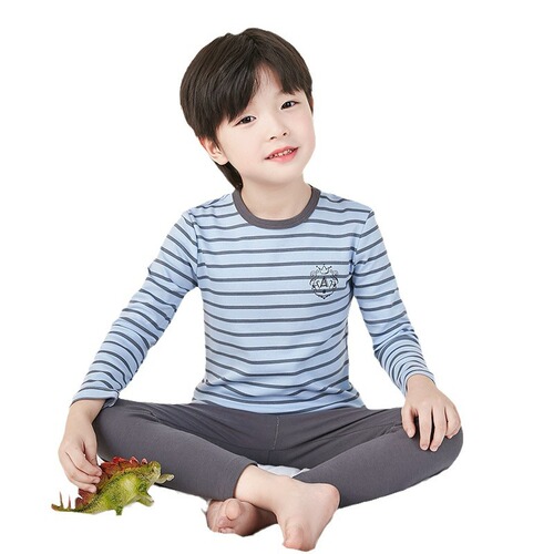 Children's autumn clothes and long trousers, pure cotton category A, boys' thermal underwear set, pure cotton autumn and winter, plus velvet cotton sweater for middle and large children.