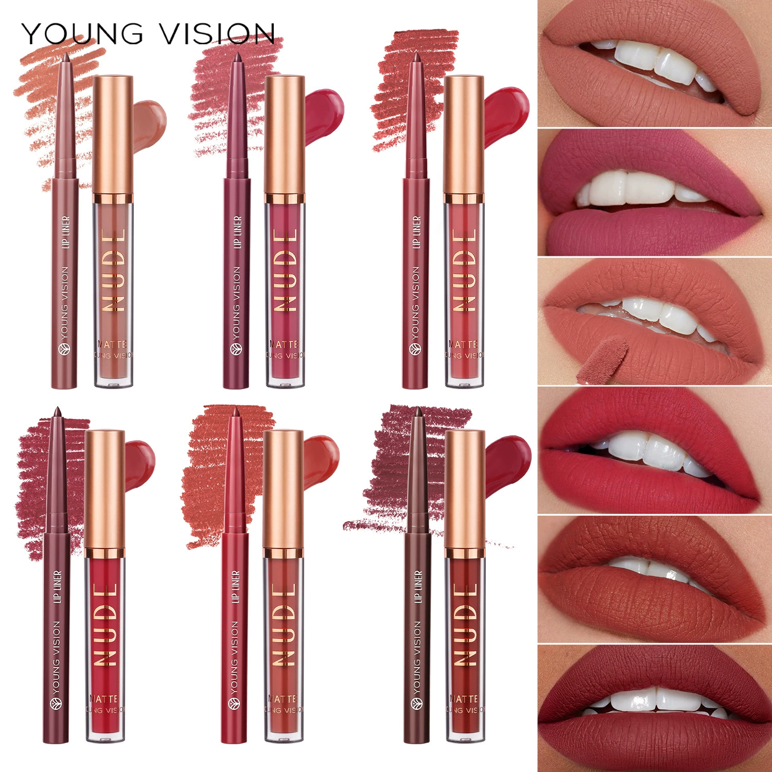 YOUNG VISION блеск для губ и карандаш, набор, матовый бальзам для губ, 2 шт.