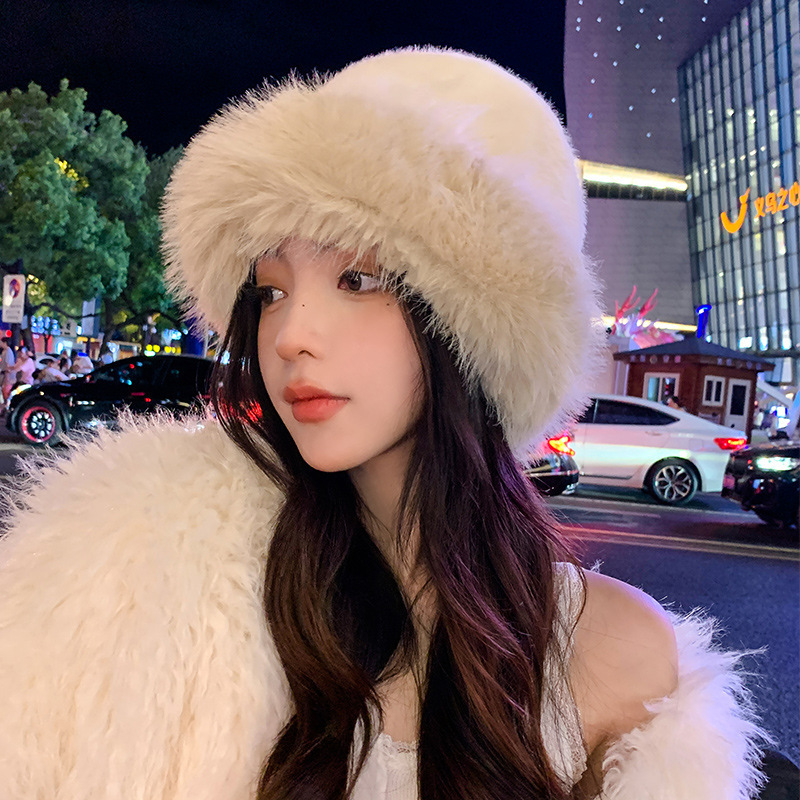 秋冬毛绒韩系毛线帽女款仿貂毛加厚保暖蒙古帽百搭包头护耳雷锋帽|undefined