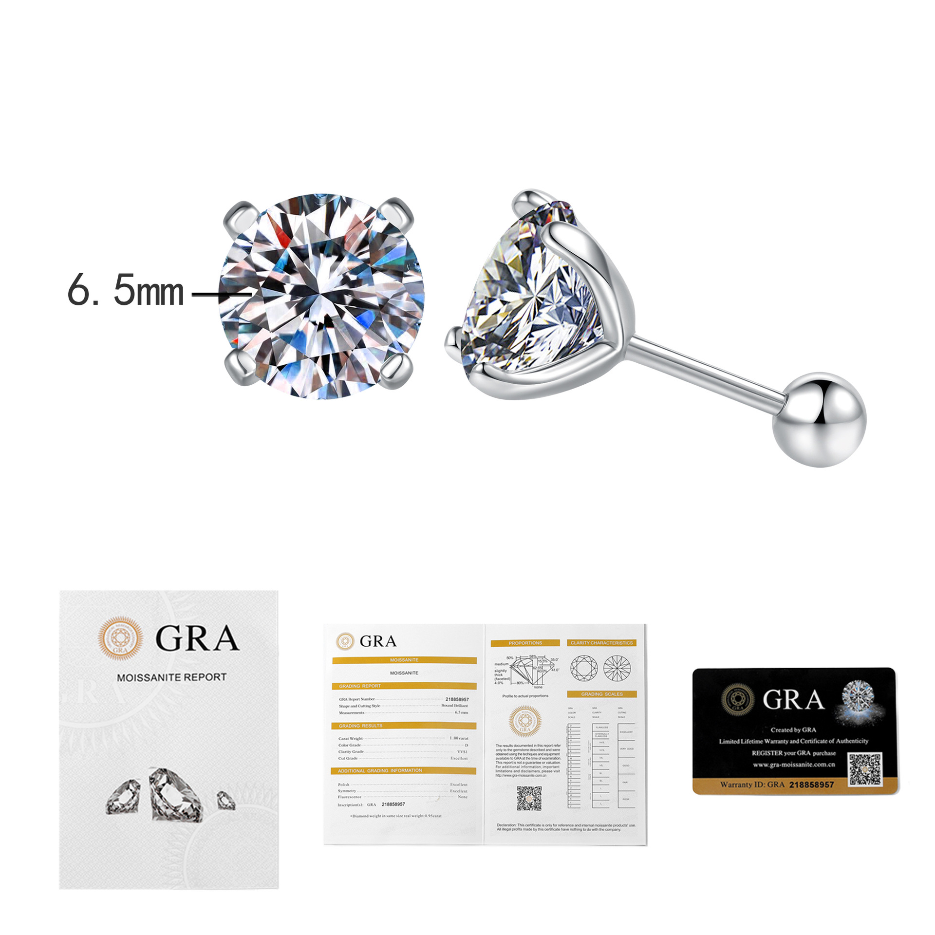 Pendientes de plata de ley s925 2021 nuevos pendientes de estilo para mujer pendientes de cuatro garras simples de 1 quilate pendientes de moissanite