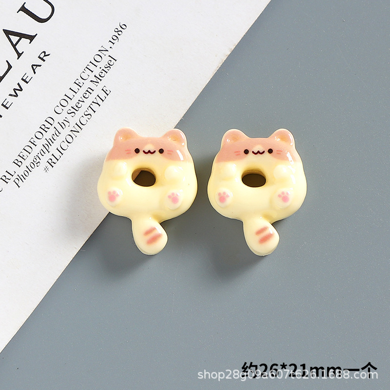 奶黄可爱小猫咪甜甜圈奶油胶diy手机壳手工制作材料树脂饰品配件|undefined