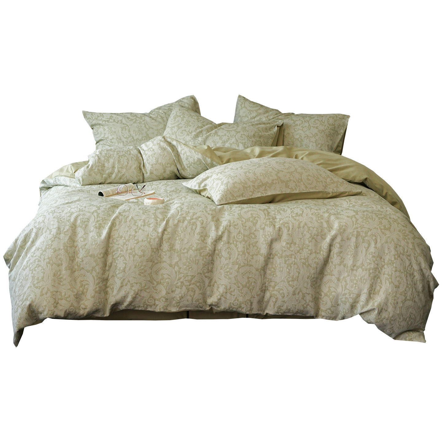 Jacquard de lujo ligero de tres capas de hilo de cama de cuatro piezas de algodón puro algodón invierno sábanas de cama artísticas