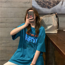 美式复古印花宽松短袖T恤女oversize个性夏季情侣装欧美大码上衣