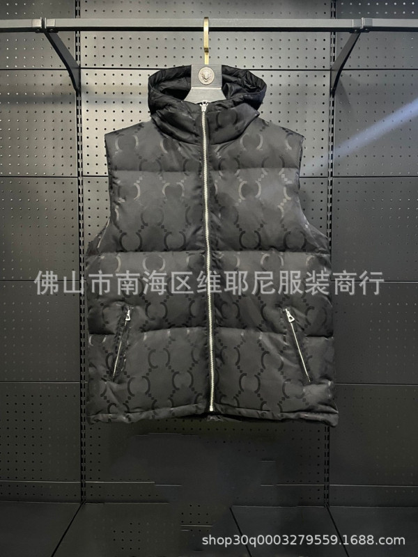 高品质 GU家满印暗纹提花字母互扣连帽羽绒服马甲秋冬百搭ins外套|undefined