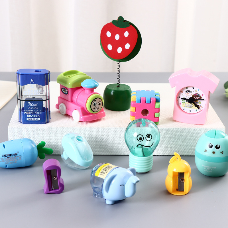 Clearance Special Creative DIY Double Hole Pencil Sharpener Building Blocks Assembled Sharpener Pencil Sharpener Train Pencil Sharpener
