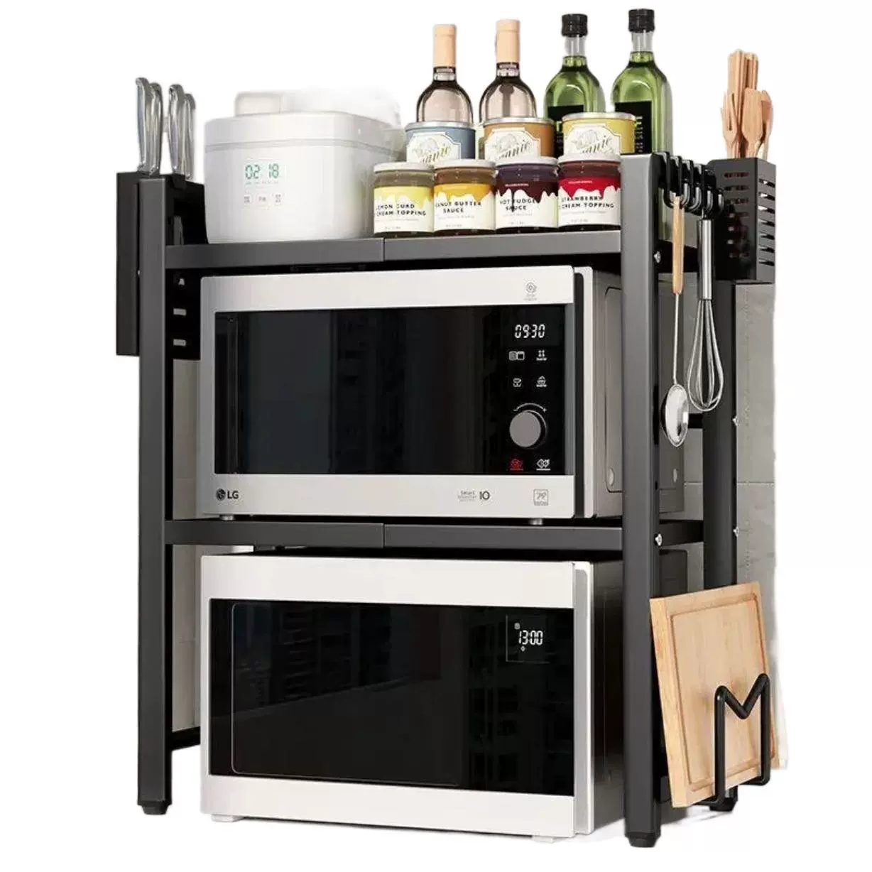 Retractable kitchen storage rack floor-standing microwave oven multi-functional household desktop multi-layer bracket electric cook rack