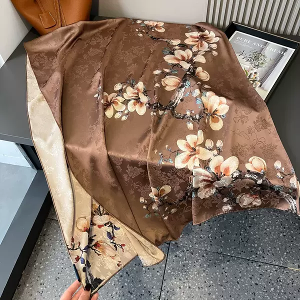 Double-Sided Old Material Fragrant Cloud Yarn Mulberry Silk Long Scarf Dual-Purpose Elegant Versatile Shawl New Style