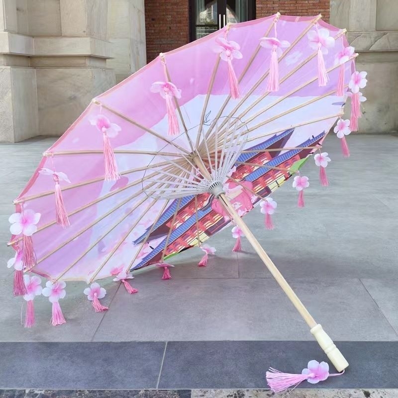 超仙古风伞花瓣三生三世十里桃花伞流苏伞演出花伞油纸汉服花瓣伞|undefined
