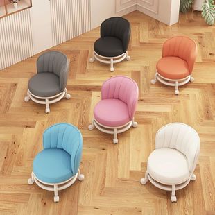 Universal Wheel Small Stool Household Bench Small Chair Sofa Stool Pulley Low Stool Children's Adult Small Cyber Celebrity Round Stool