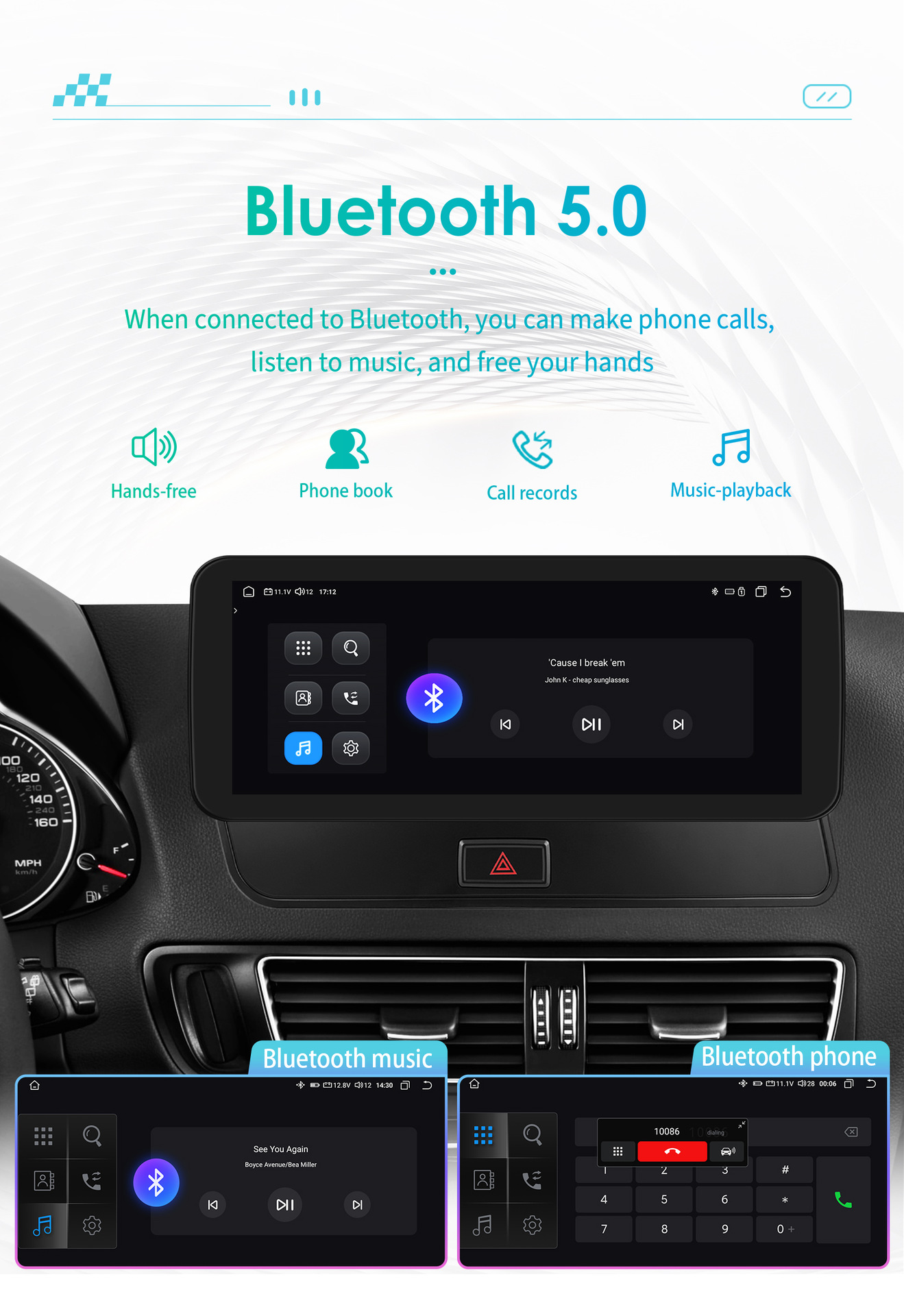 Suitable for 09-16 Audi Q5 Android large screen central control display navigation reversing image all-in-one machine