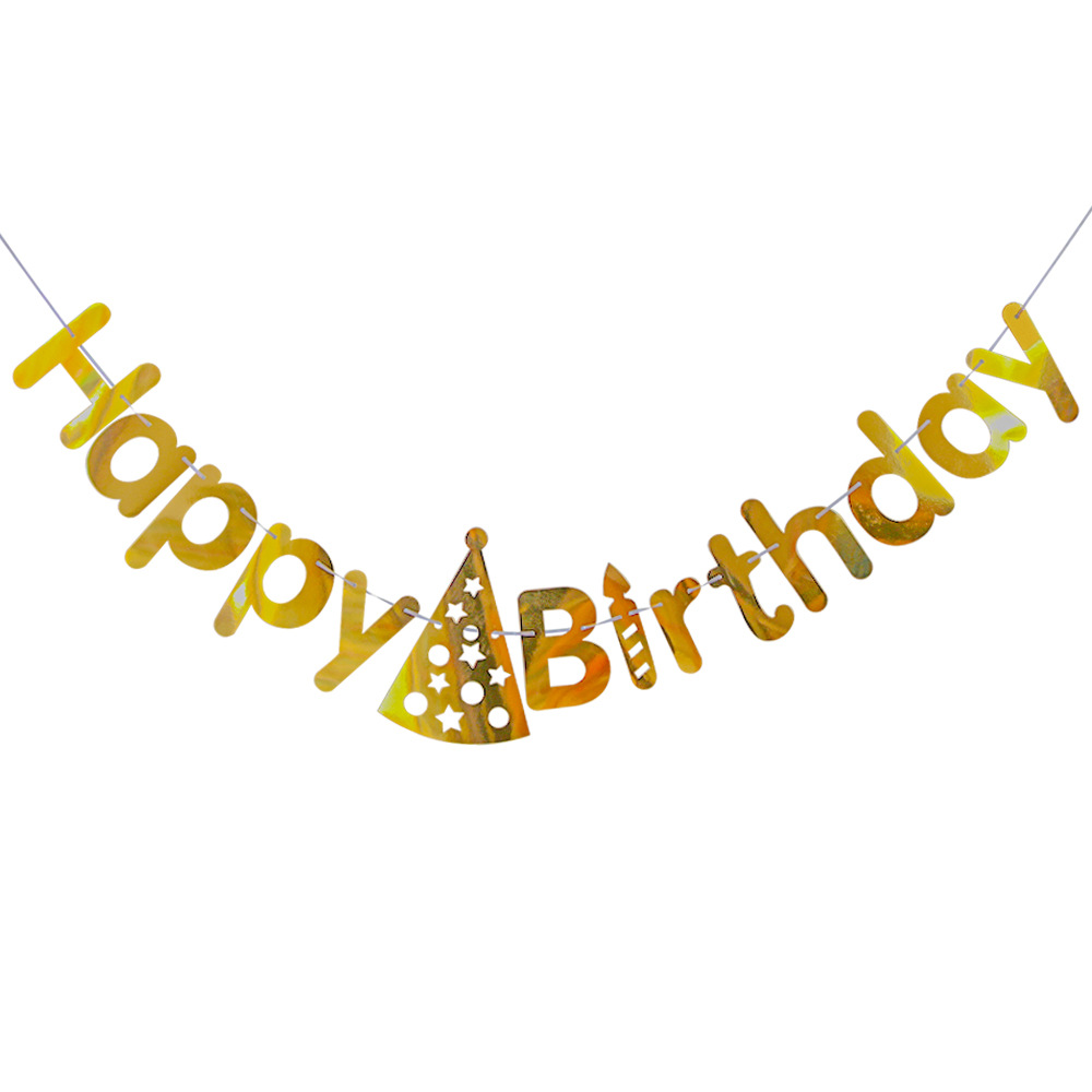 金色帽子生日拉旗