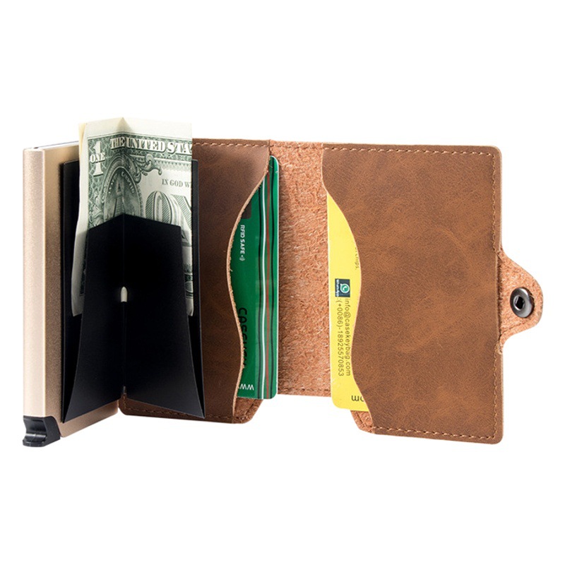 Venta directa de fábrica RFID ID tarjeta bancaria bolsa PU mini Cartera de metal