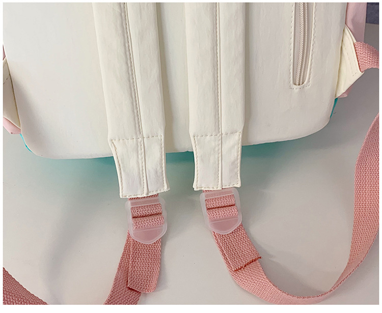 Dopamin-Farbblöcke Schulrucksack für Mittel- und Oberschüler, großvolumig, Klappdeckel, Doppelschulterträger, niedlicher Mädchen-Reiserucksack