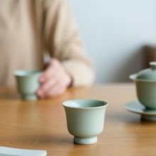 宋青釉简约家用泡茶单个功夫小茶杯陶瓷主人杯茶杯个人专用茶碗