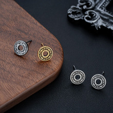 铜钱耳钉男生痞帅时尚潮流个性设计耳圈耳饰女高级感百搭饰品批发