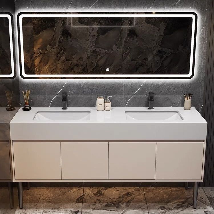 Engineering and Home Decoration for Villas and Guesthouses: Double Bathroom Cabinet, Washbasin, Rock Slab Engineering and Home Decoration for Villas and Guesthouses: Double Bathroom Cabinet, Washbasin, Rock Slab