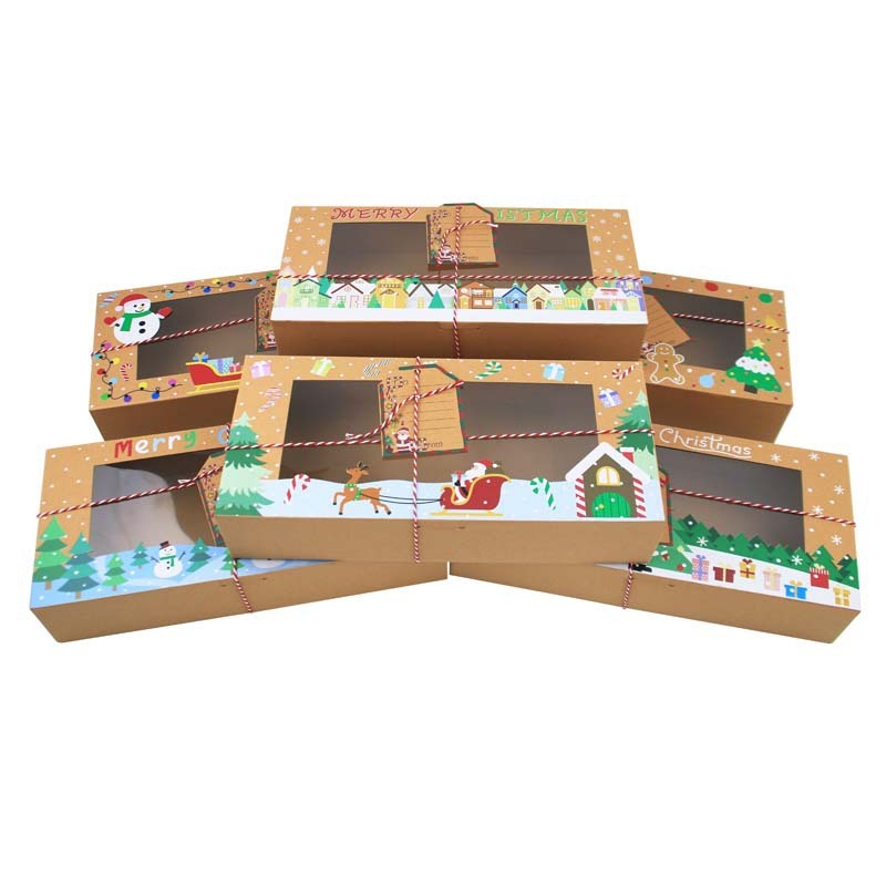 クロスボーダーテムクリスマス新しいクラフト紙ビスケットボックス pvc ウィンドウキャンディボックスクリエイティブクリスマスギフト紙箱|undefined