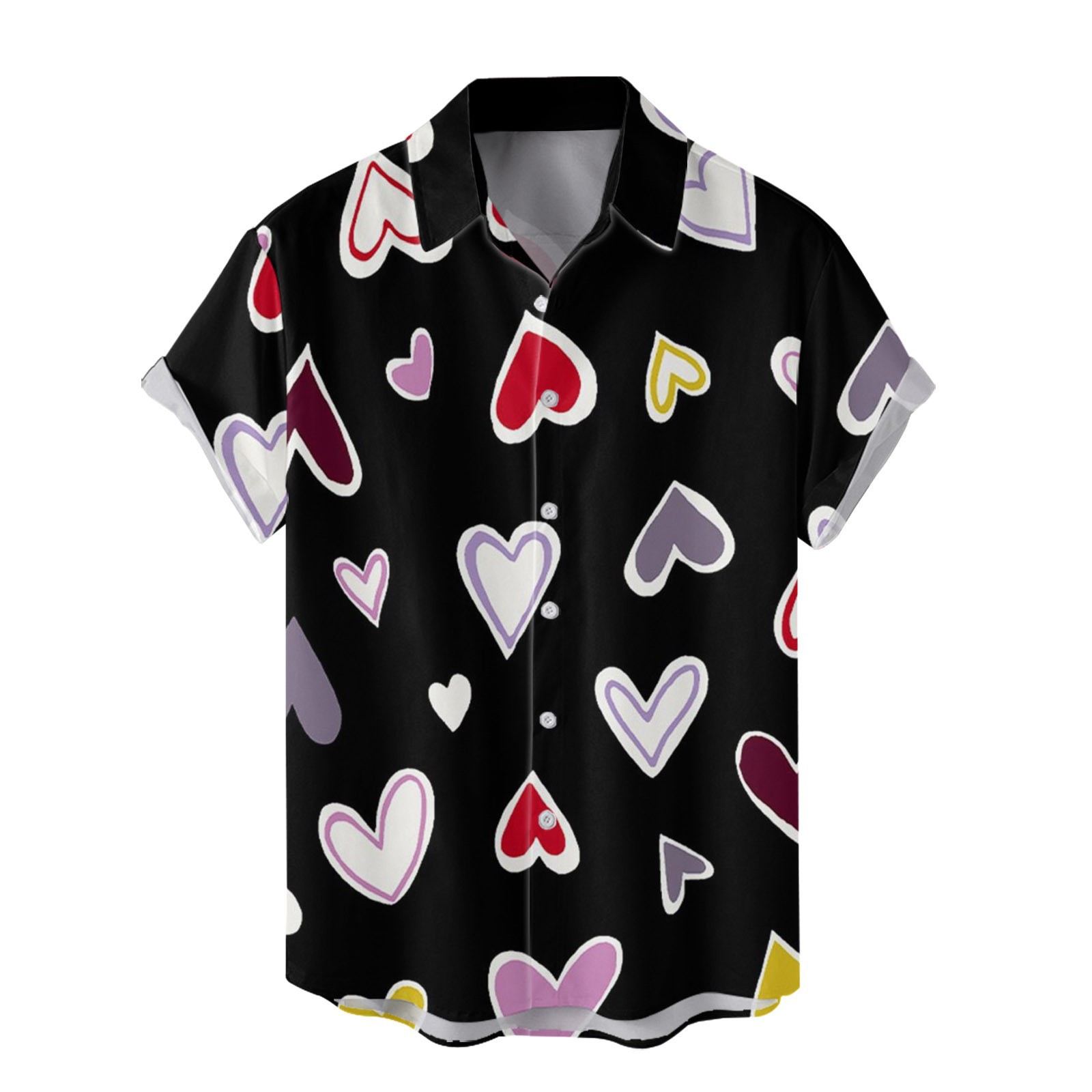 Camisas nuevas para hombres de comercio exterior europeo y americano transfronterizo Serie del día de San Valentín Camisa casual de manga corta con estampado digital 3D