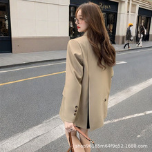 休闲西服外套女春秋宽松韩版卡其黑色西装oversize高级感网红外套