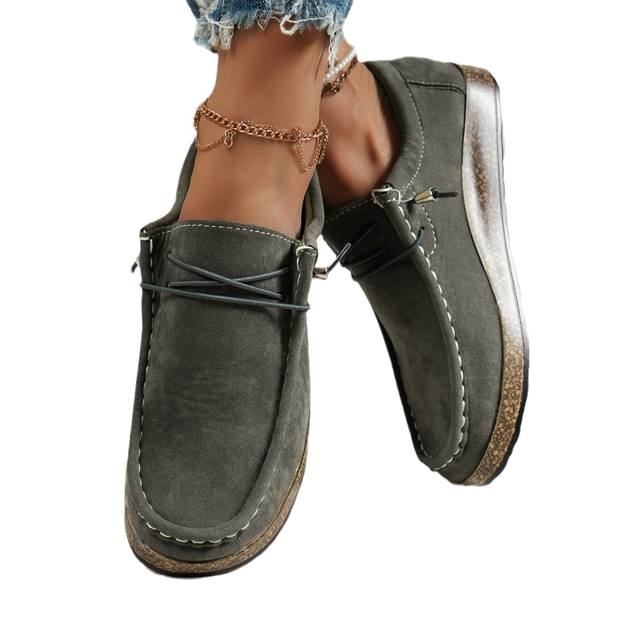 2024 new plus size women's shoes with flat bottom and elastic band lazy feet, casual single shoe for one foot_voghion.com