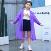 Children's colored raincoat with hood suitable for men and women for elementary school students, long sleeve