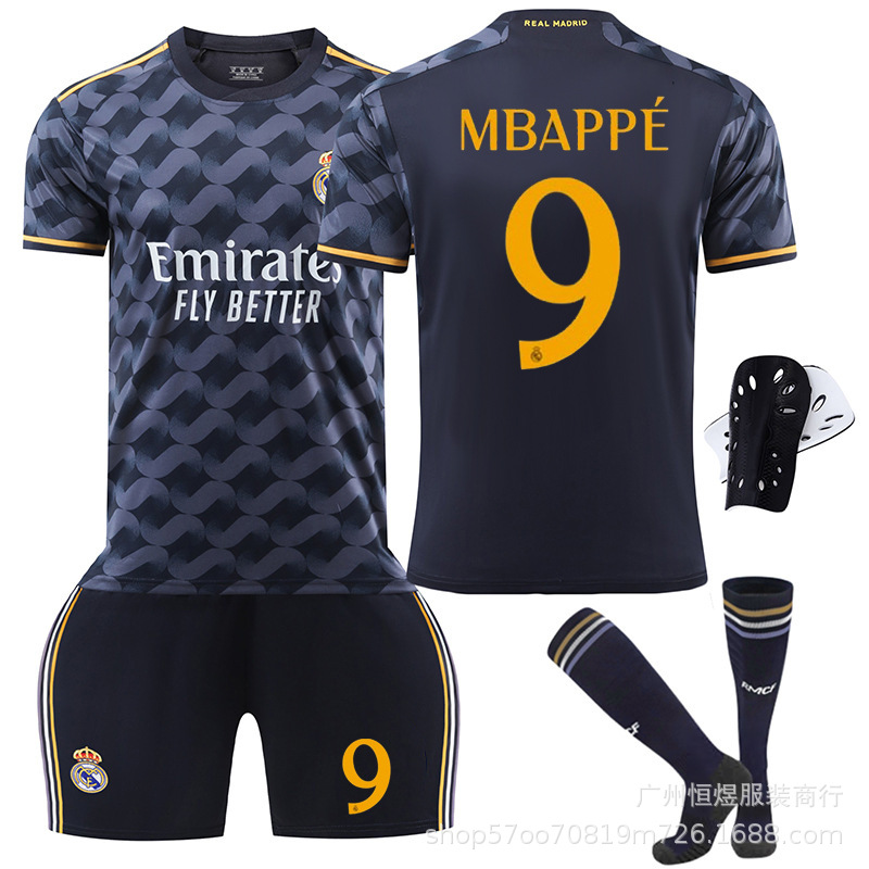 24 real madrid no. 9 + socks + protective gear (mbappe)